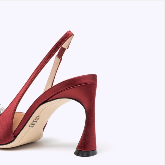 348. RODO Italy Karyn 80 Satin Pump Pomegranate Slingback Heel Jeweled $920 NEW - Picture 4 of 6